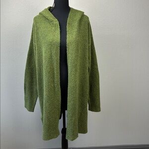 Sundance Alpaca Hooded Cardigan Green Duster Midi Wool Sweater XL